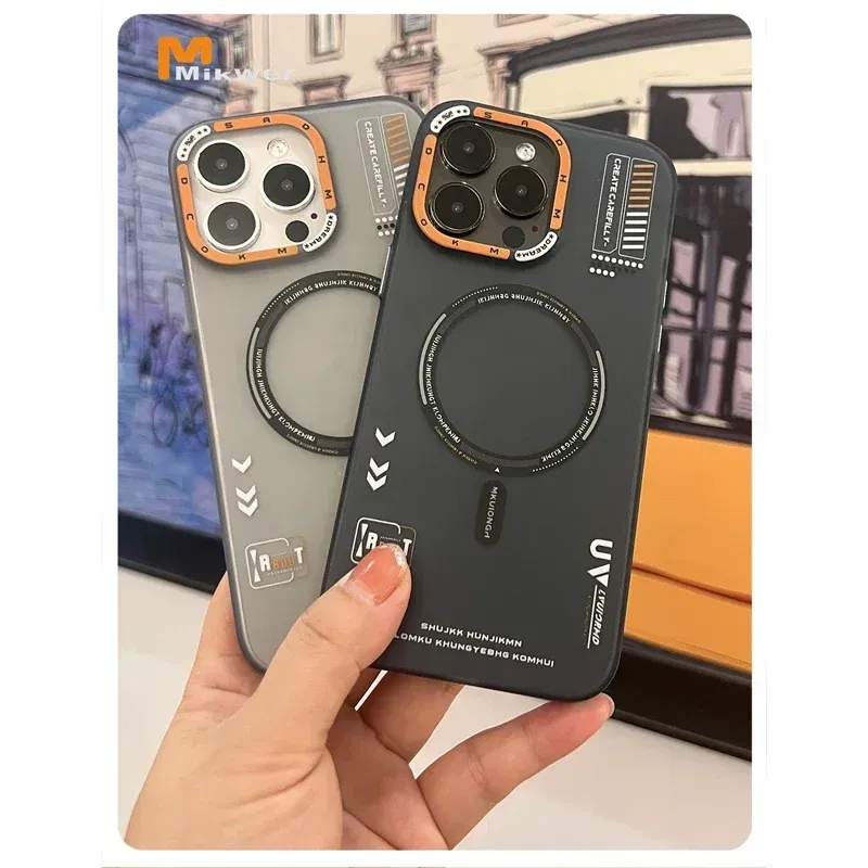 Color: Beige, Material: PP - Matte Magnetic Phone Case For iPhone 12 13 14 15 16 Pro Max Megsafe Wireless Charge Frosted Back Metal Lens Frame Buttons Cover