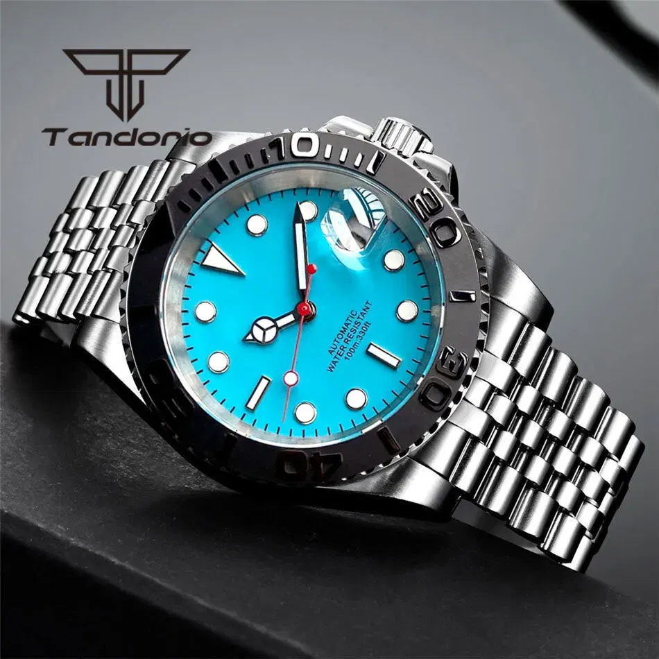 Color: grey, Size: Option 1 - Tandorio NH35A Date Display Blue Sterile Dial Sapphire Glass 40mm 20Bar Stainless Steel Automatic Men's Watch Rotating Bezel
