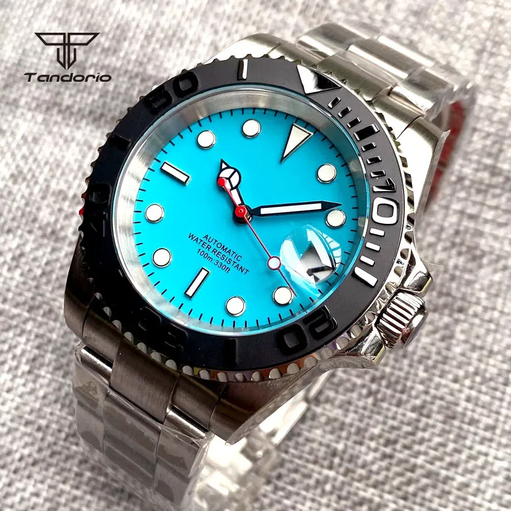 Color: grey, Size: Option 1 - Tandorio NH35A Date Display Blue Sterile Dial Sapphire Glass 40mm 20Bar Stainless Steel Automatic Men's Watch Rotating Bezel