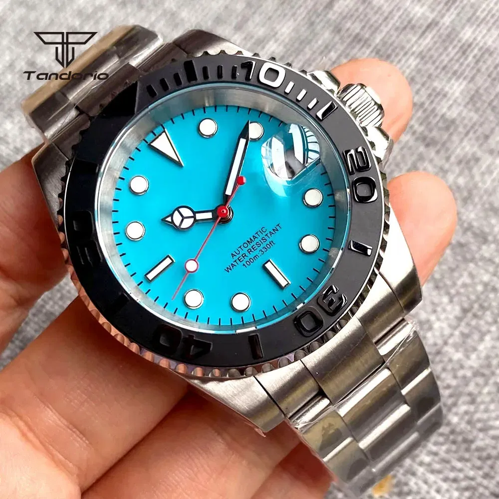 Color: grey, Size: Option 1 - Tandorio NH35A Date Display Blue Sterile Dial Sapphire Glass 40mm 20Bar Stainless Steel Automatic Men's Watch Rotating Bezel