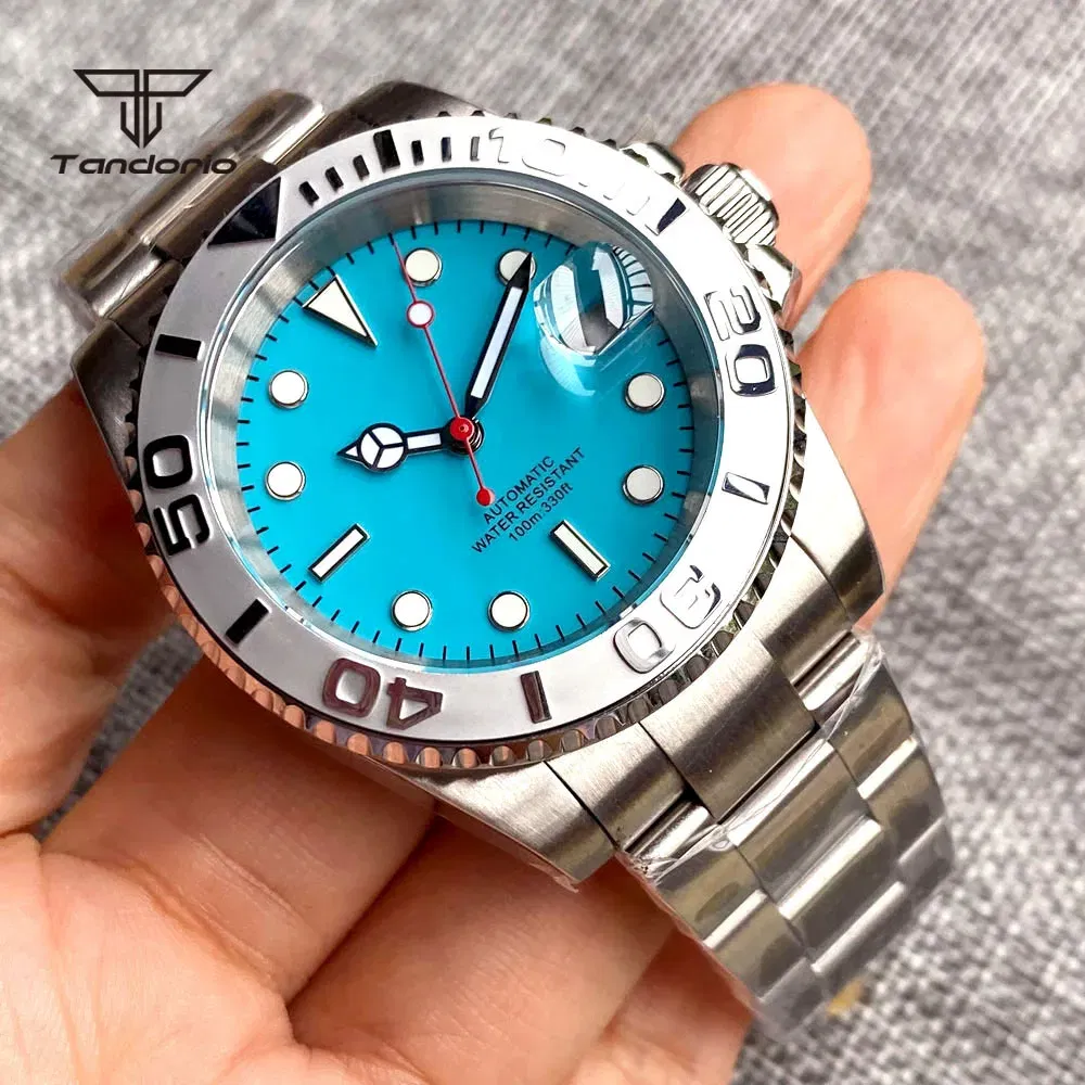 Color: grey, Size: Option 1 - Tandorio NH35A Date Display Blue Sterile Dial Sapphire Glass 40mm 20Bar Stainless Steel Automatic Men's Watch Rotating Bezel