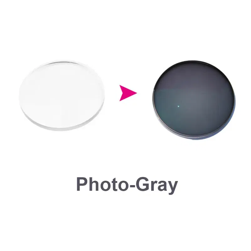 Lenses Color: green, Lens Index: 1.67 - 1.56 1.61 1.67 Photochromic-Gray Lenses with Anti-blue Ray Protection Optical Prescription Glasses Myopia Hyperopia Lenses