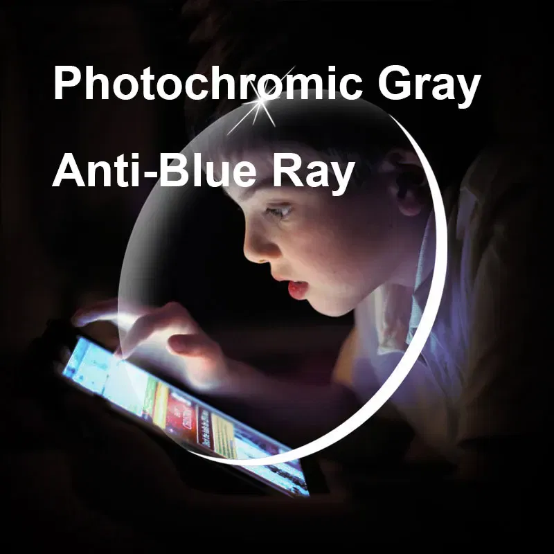Lenses Color: green, Lens Index: 1.67 - 1.56 1.61 1.67 Photochromic-Gray Lenses with Anti-blue Ray Protection Optical Prescription Glasses Myopia Hyperopia Lenses