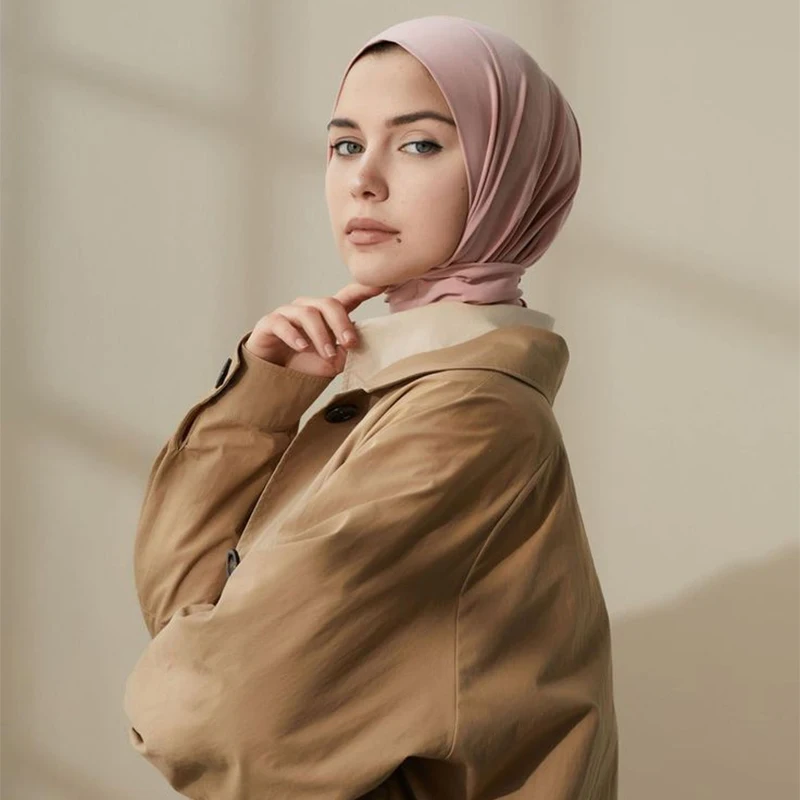 Color: dusty camel - A Summer Lady Muslim Ribbon Base Hat Ultra-soft Elastic Balaclavas, Outdoor Sunscreen Breathable Hood, Headdress