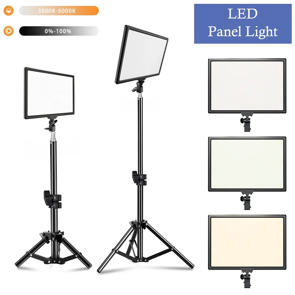 Color: PURPLE, Ships From: CHINA - 14'' LED Video Light Photography Selfie Dimmable Panel Lighting Photo Studio Live Stream Fill Lamp Three Color With Tripod Stand