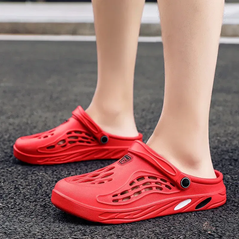 Color: Red, Shoe Size: 40 - Plus Size 47 48 49 Men Summer Clogs Sandals EVA Slippers Men and Women Garden Shoes Beach Sandals Couple's Outdoor House Slides