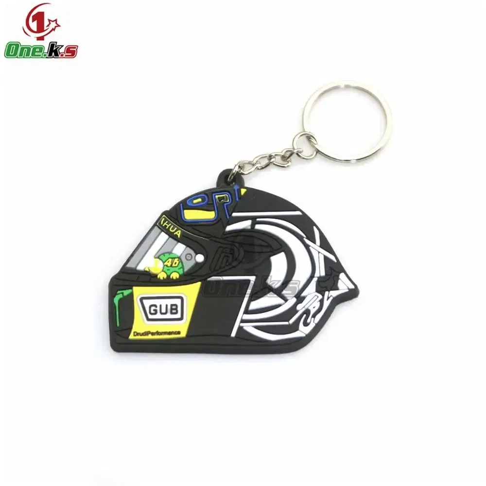 Color: Champagne - Rubber Motorcycle Key Ring Key Chain cool keychain 3D Soft For motorcycle helmet 93 AGV