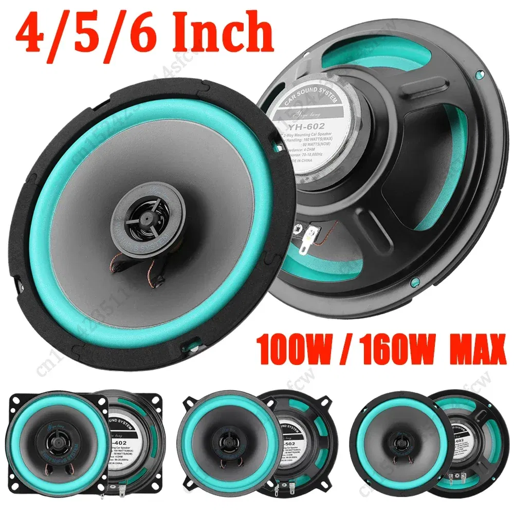 Size: 6.5 - 4/5/6 Inch Car Speakers 100W/160W Max Universal HiFi Coaxial Subwoofer Car Audio Music Stereo Full Range Frequency Auto Speakers