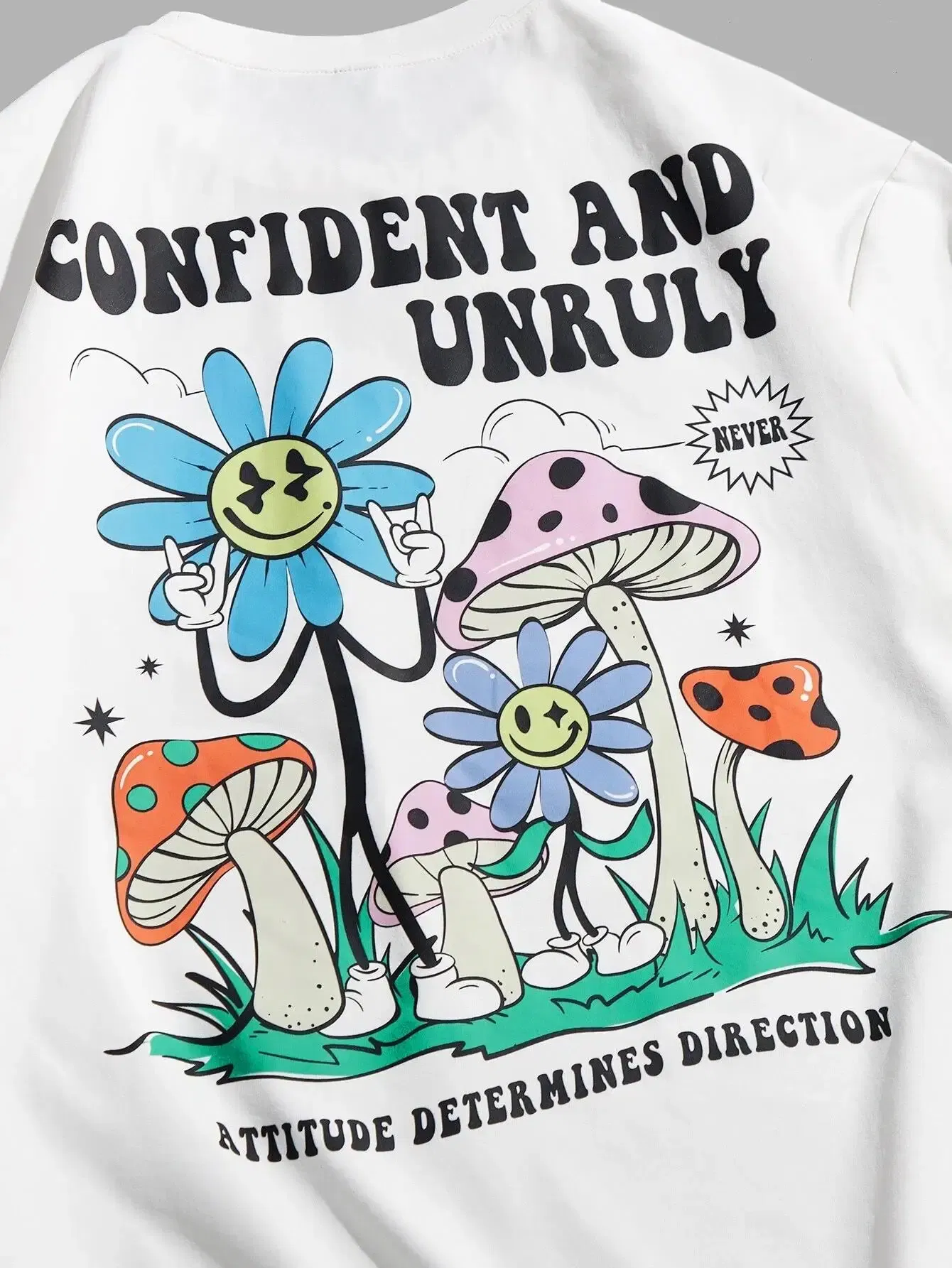 Color: Blue, Size: XL - Confident And Unruly Attitude Determines Direction Men T Shirt Cotton Shirt Street Loose T-Shirts Summer Breathable Short Sleeve