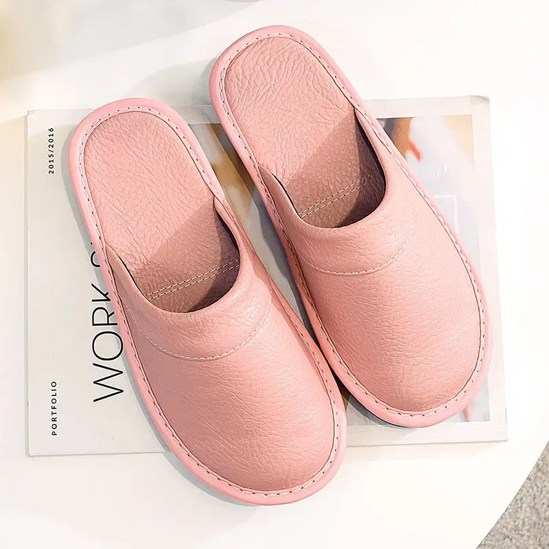 Color: green, Shoe Size: 9.5 - Mens Bedroom Leather Slippers Unisex Black Home Shoes Big Size 47 48 Man's Slippers Indoor Comfy Males Slides Family Flats Shoes