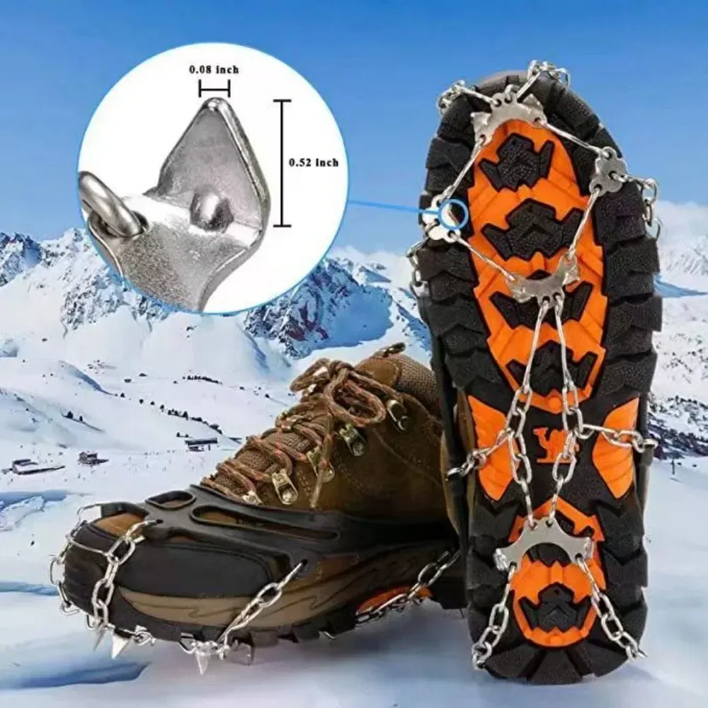 Shoe Size: 13, Ships From: CHINA - Winter Outdoor Hiking Climbing Snow Spikes Crampons Cleats Chain Claws Grips Boots Cover Ice Gripper Spike for Shoes Anti Slip