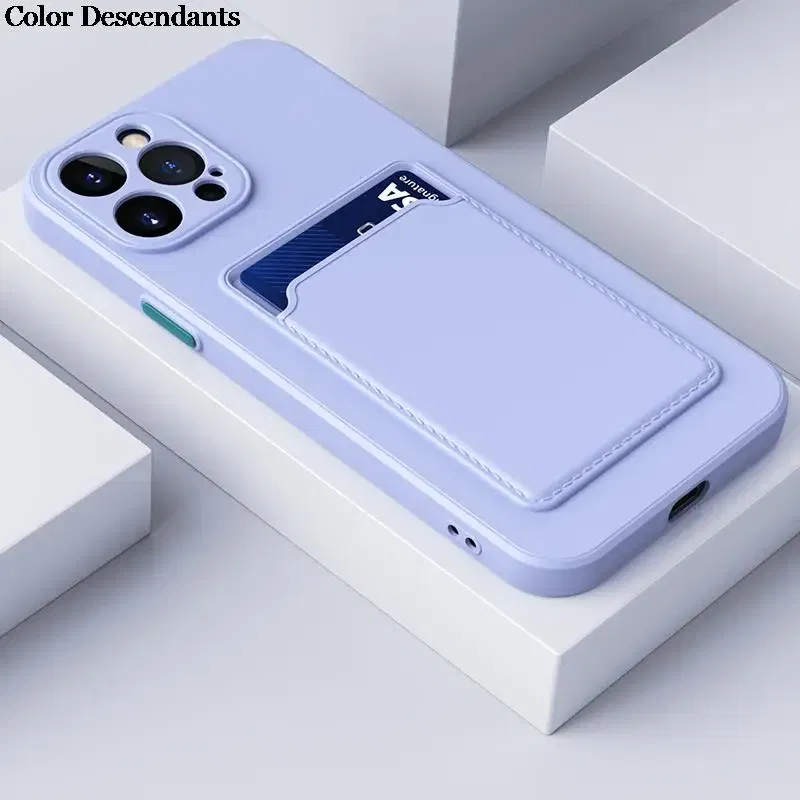 Color: green, Material: Other - Card Holder Wallet Case For Samsung Galaxy A32 A53 A33 A13 A52 5G Case on A72 A22 A12 A51 A71 Shockproof Liquid Silicone Cover