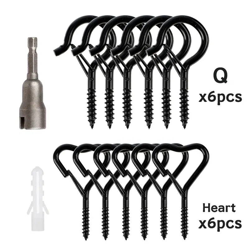 Color: Red - 12/20PCS Q-Hanger Screw Black Hooks Ceiling Hooks with Safety Buckle for Plant and Christmas Outdoor String Lights Hooks