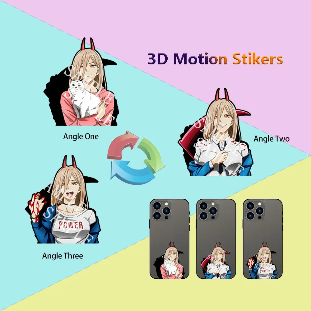 Color: black - Anime Mini Motion Stickers Pochita Power Denji Chainsaw Man Attack on Titan Decals for Phones,cup,laptop,Etc.Waterproof