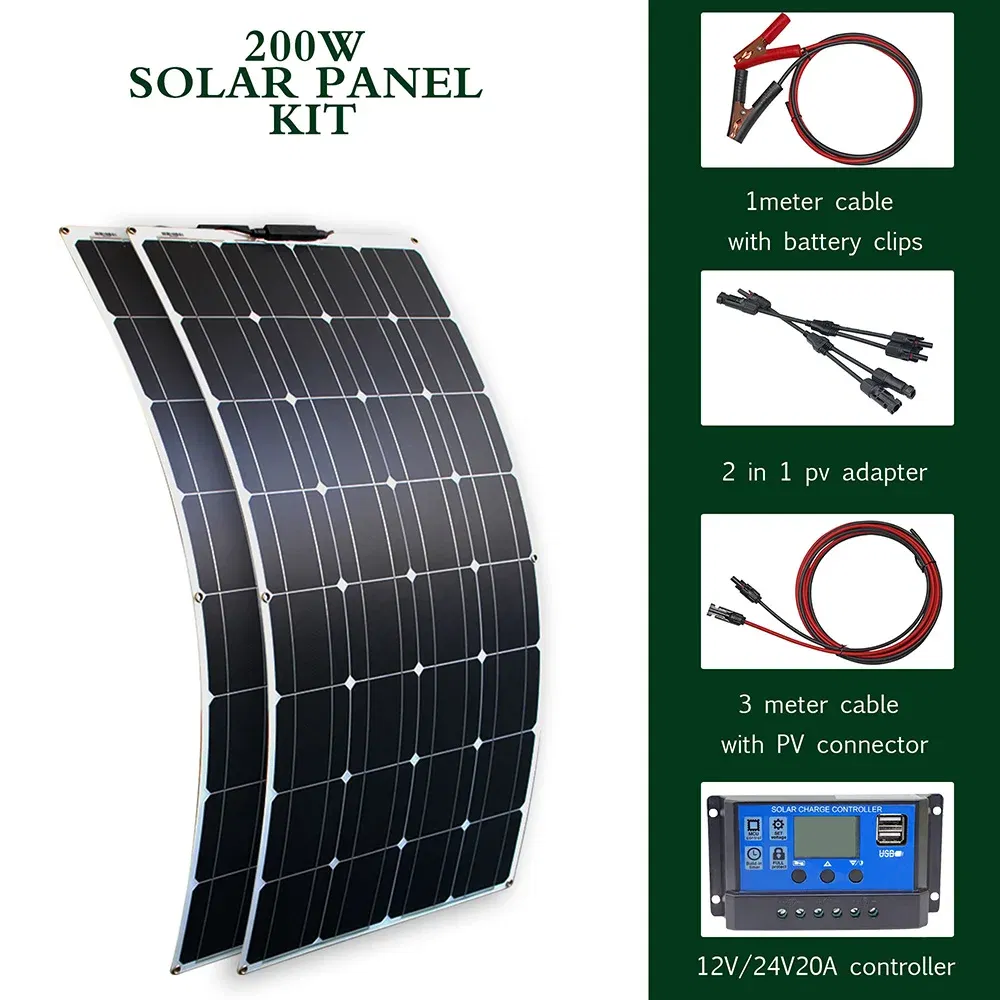 Color: Digital Camouflage, Ships From: CHINA - Top Solar panel kit and 300w 200w 100w flexible solar panels 12v 24v high efficiency battery charger module