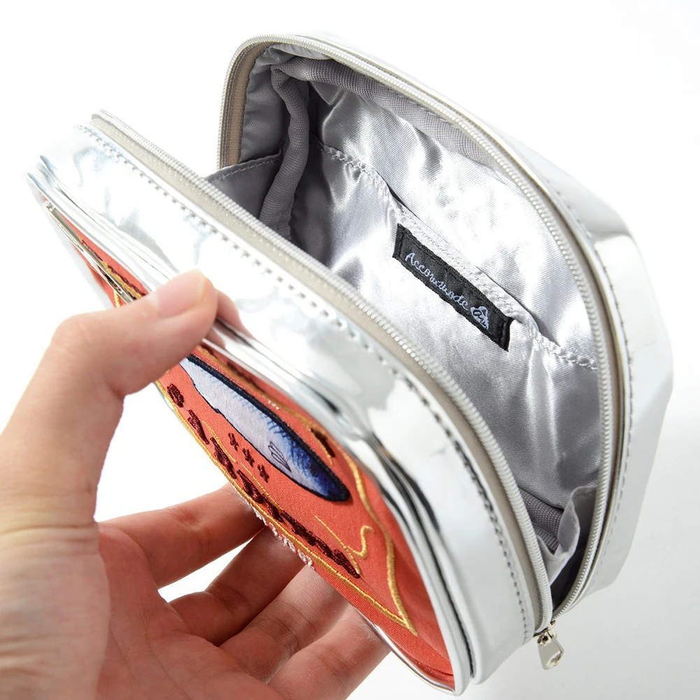 Color: Brown - Canned Sardines Women Travel Cosmetic Bag Cute Toiletry Bag Creative Portable Fashion Zipper Multi-function for Weekend Vacation