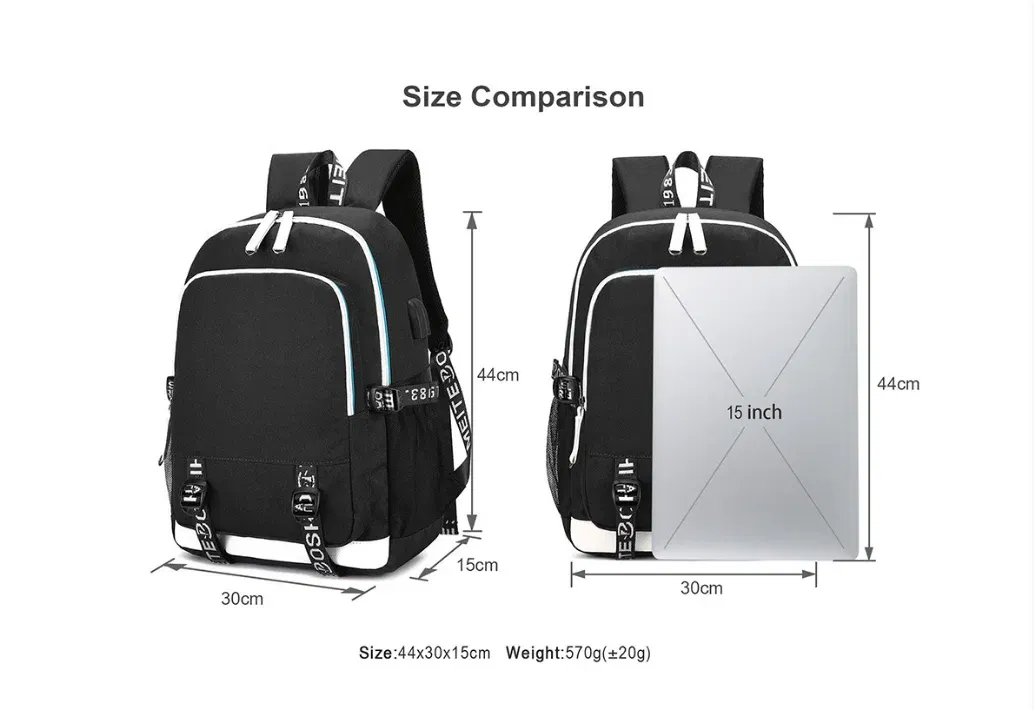 Color: green - Hot Jujutsu Kaisen Backpack Men Women USB Charging Laptop Travel Backpack Teenager Student Backpack Casual Mochila