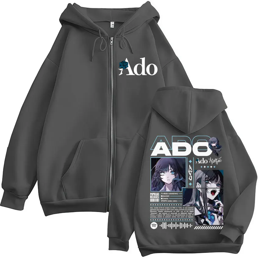 Color: Beige, Size: S - Ado World Tour 2025 Hibana Zipper Hoodies Men Women Clothing Fashion Harajuku Zip Up Sweatshirts Pullover Jacket Coat Streetwear