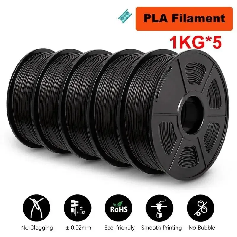 Color: Glowing Orange, Ships From: CHINA - Top 5KG 3D PLA/PETG/PLA PLUS/Clear Filament 1.75mm 5Roll 1KG 3D Printer Neatly Wound 3D Filament for 3D Printer& 3D Pen