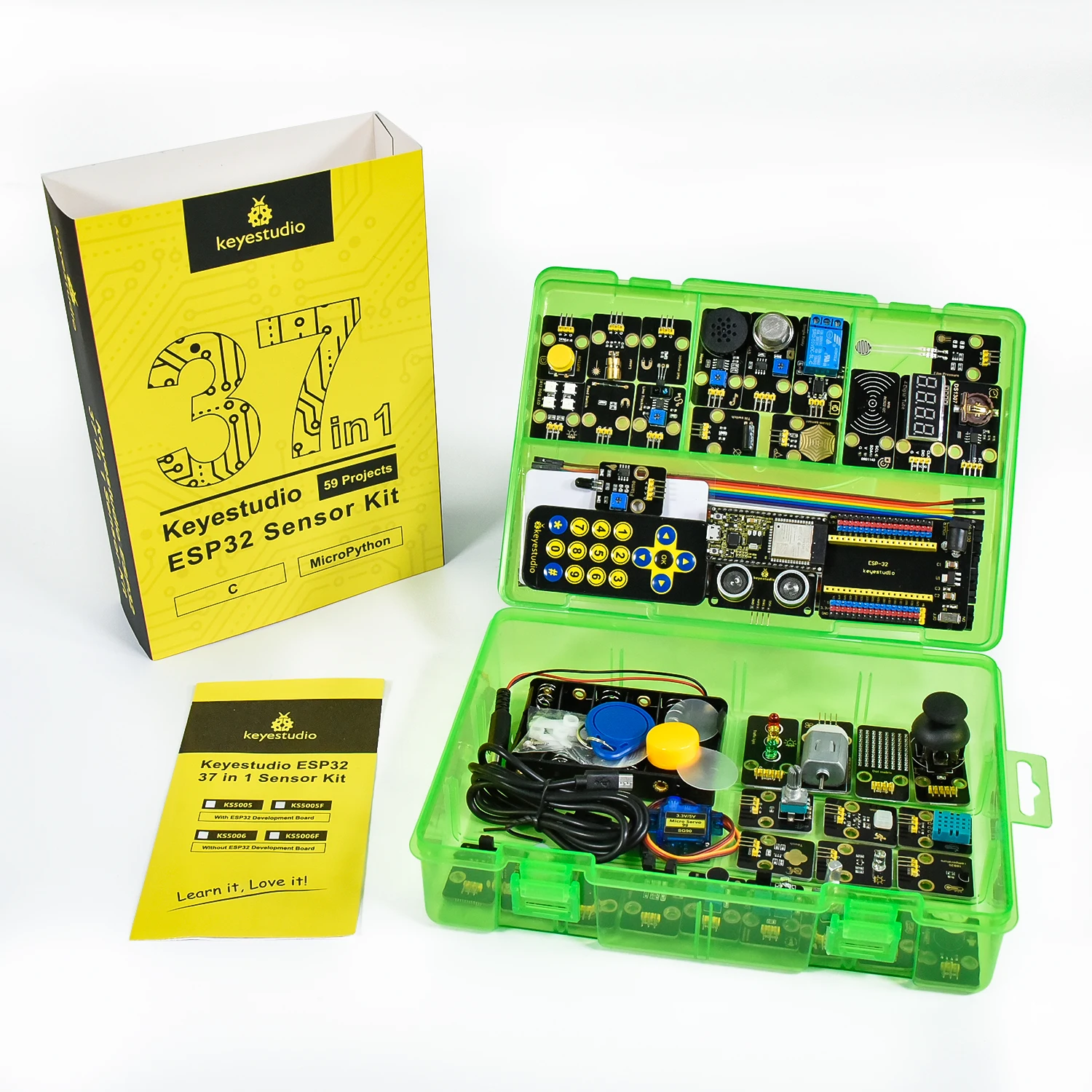 Color: Fuchsia - Keyestudio? ESP32 RFID 37 in 1? Sensor Kit with ESP32 Board For Arduino STEM Electronic DIY Kit For Adults Programming(59Projects)