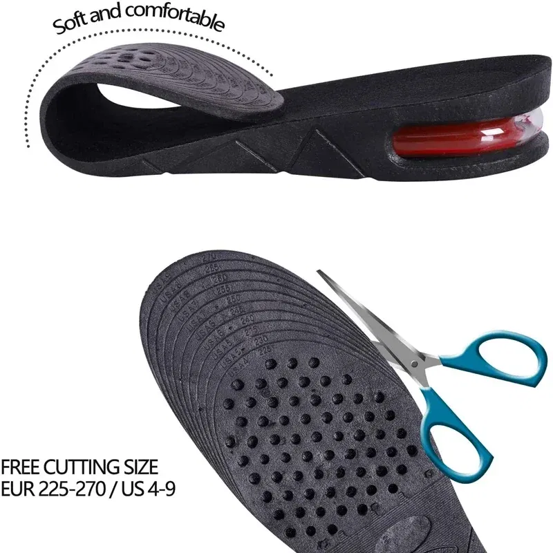 Color: Gold, Ships From: CHINA - Height Increase Insole Invisible Heightening Template Air Cushion Shoe Inserts Variable Height Insoles Adjustable Cut Foot Pad
