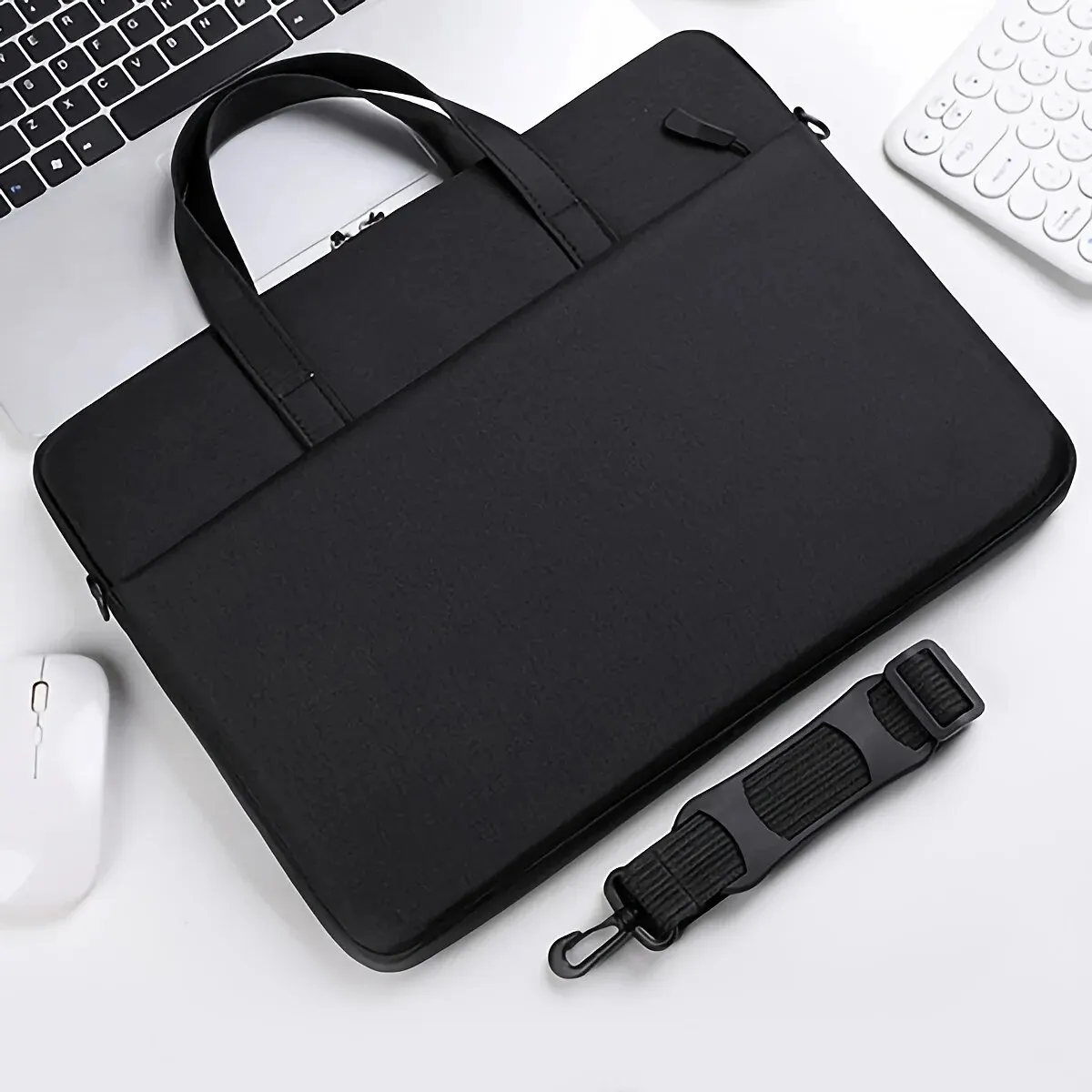 Color: Black - 1pc Unisex Simple Portable Laptop Bag, Handbag, Shoulder Bag, Suitable For Ladies, Office Workers, Business Trip, School