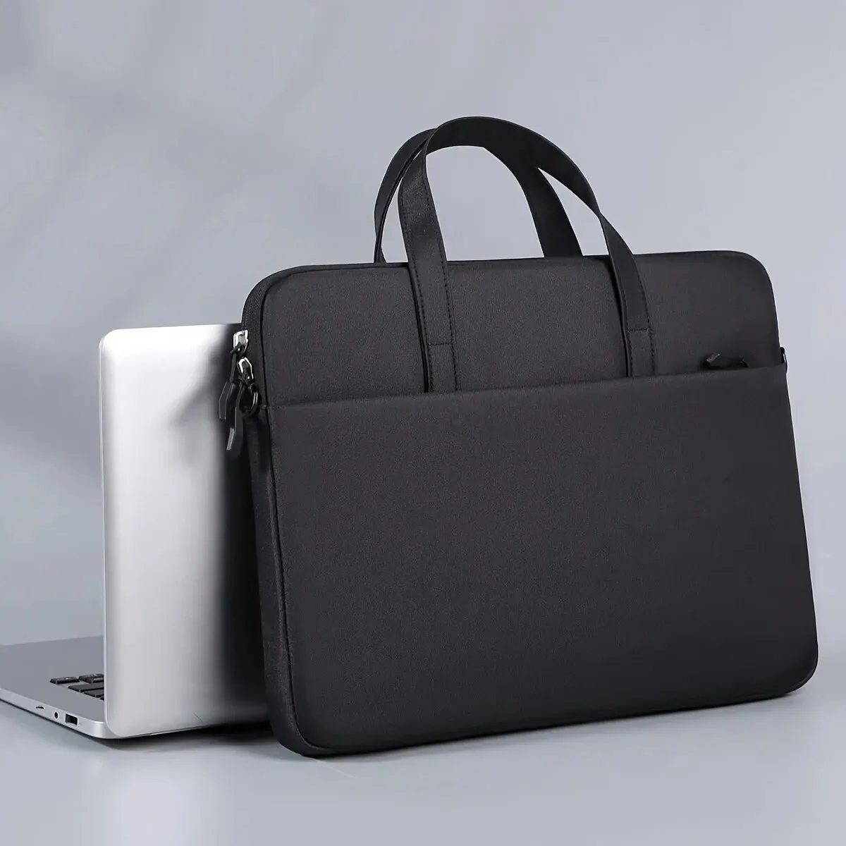 Color: Black - 1pc Unisex Simple Portable Laptop Bag, Handbag, Shoulder Bag, Suitable For Ladies, Office Workers, Business Trip, School