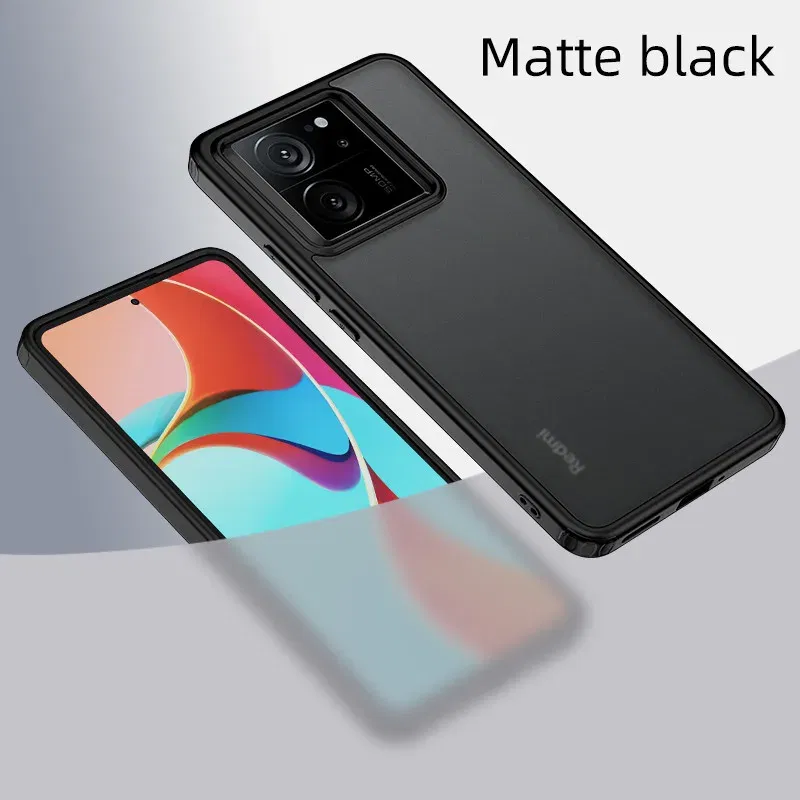 Color: black, Material: Cotton Fabric - Matte & Clear Magnetic Wireless Charging Armor Magsafe Case For Xiaomi 14 13T Mi 13T 14 Mi13T Pro Military Shockproof Back Cover