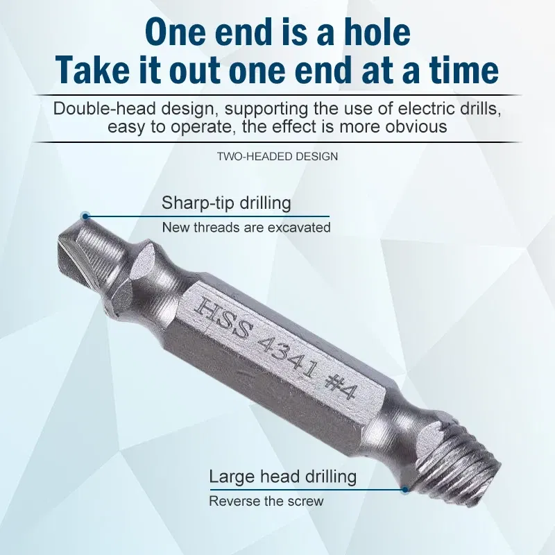 Color: Silver - Broken Double Head Screw Extractor Sliding Thread And Broken Wire Remover 4341 Hexagon Drill Set Broken Wire Extractor