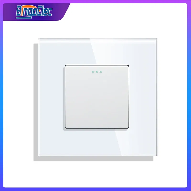 Color: Ivory, Size: 4XL, Ships From: CHINA - Bingoelec Push Button Switch 1/2/3 Gang 1 Way 2 Way 3 Way EU Standard Home light Switch Crystal Glass Panel Wall switch