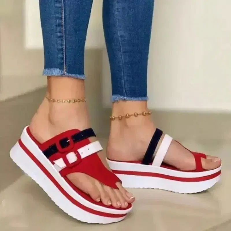 Color: Red, Shoe Size: 40 - 2024 summer new pointed sponge cake and pointed sandals women's round toe women slippers  sandal  luxury sandals