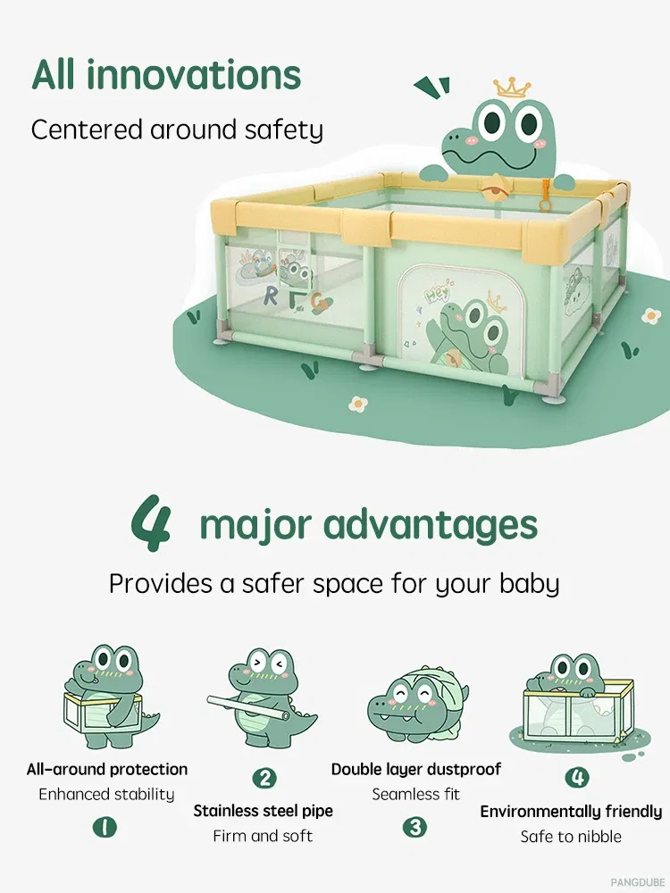 Color: Red, Ships From: CHINA - PANGDUBE Crocodile Baby Play Fence with Storage Bag & Hand Rings Playpen for Baby Playground Baby Ball Pool Children's Playpen