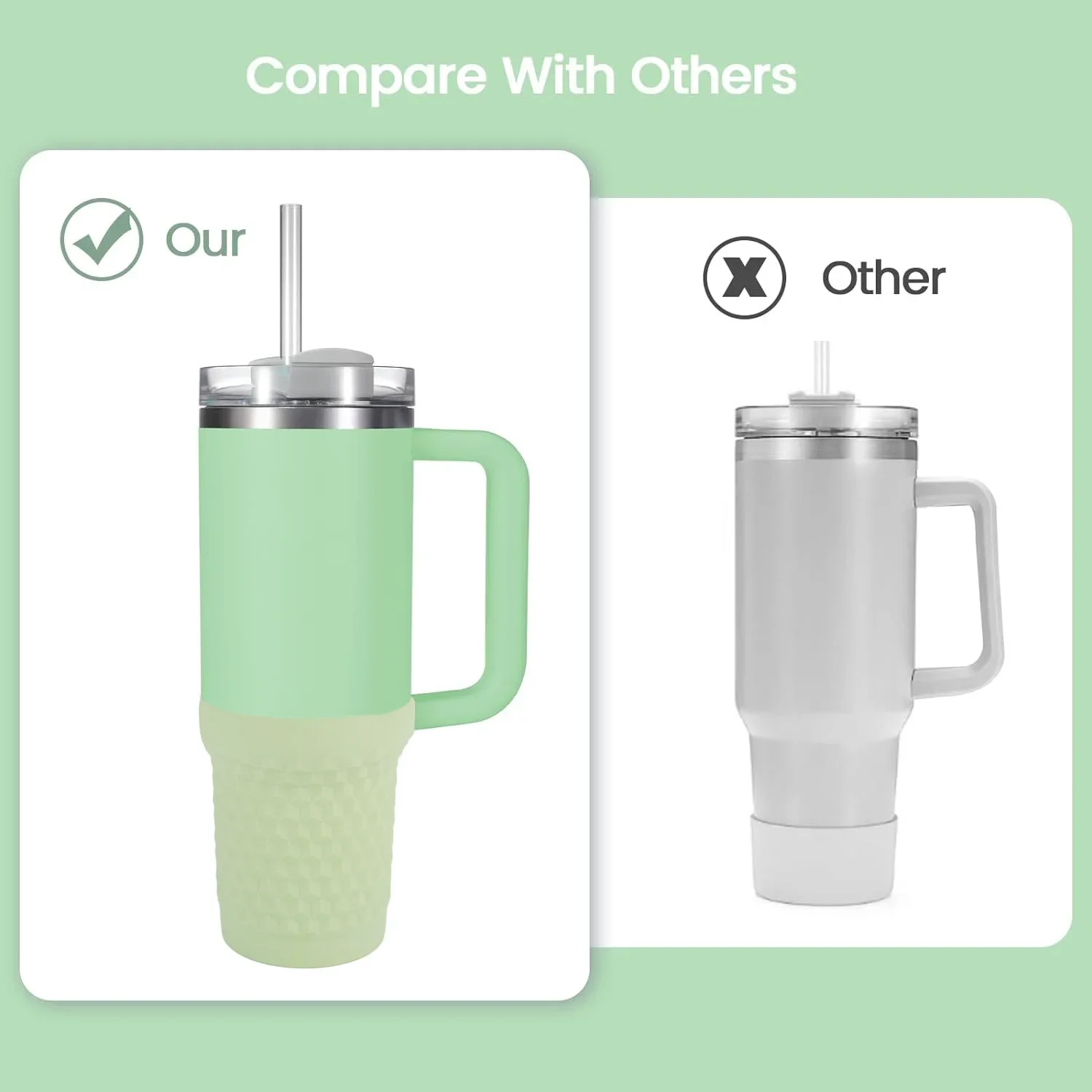 Color: light yellow - Silicone Boot for Stanley Quencher H2.0 FlowState Tumbler 40oz  Cup Bottom Protector Sleeve