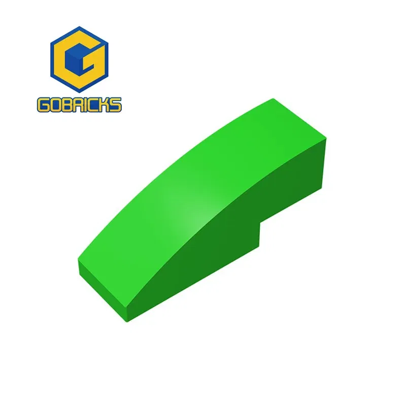 Color: Pink - Gobricks 10PCS Assembles 50950 3x1 curved oblique brick Building Blocks Bricks Bulk Model City Classic Toy Boys Girls Kids Gift