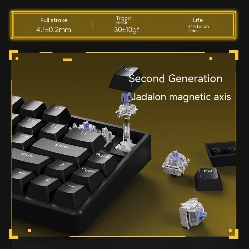 Color: Khaki, Axis Body: BLACK SWITCH, Ships From: CHINA - ATK ATK68 Keyboard Magnetic Switch Gaming Keyboard SMART SPEED X Quick Trigger Aluminum Alloy Mechanical Keyboard RGB PC Gamer