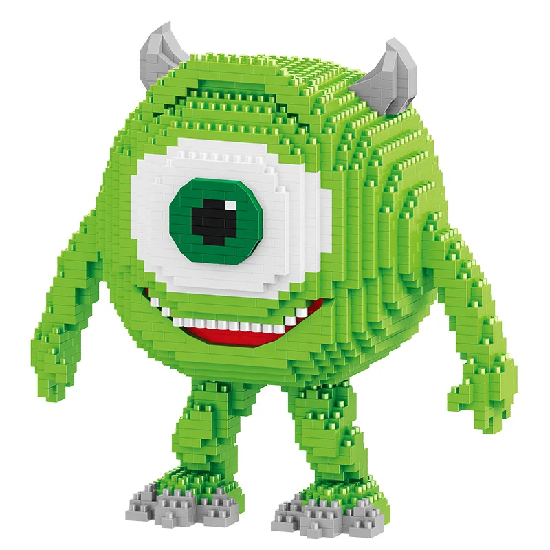 Color: green, Size: M - Monster University Micro Building Blocks James Mike Model Anime Diamond Mini Brick Figure Toy For Christmas Gift
