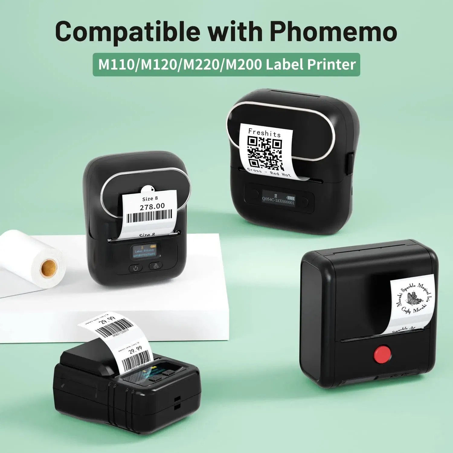 Color: Black - Label Maker Paper Phomemo M110 Label for Small Business Multi-Purpose Thermal Sticker for Phomemo M110 M221 M200 M220 Printer