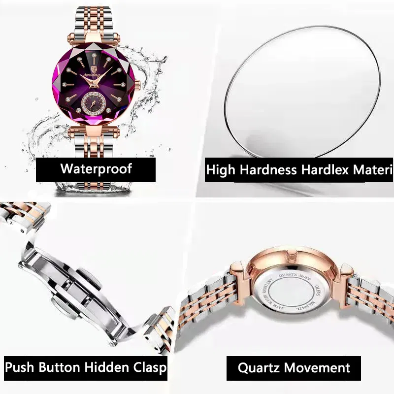 Color: Coffee - POEDAGAR Luxury Woman Wristwatch Elegant Waterproof Stainless Steel Watch for Ladies Dress Diamond Quartz Women's Watches Reloj