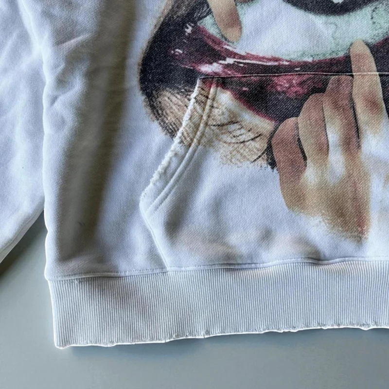 Color: WHITE, Size: S - Woman Sweatshirts Streetwear Y2K Hoodie Aesthetics Graphic Print Clothes Oversized Pullover Hoodie Sweatshirt Fall Clothes