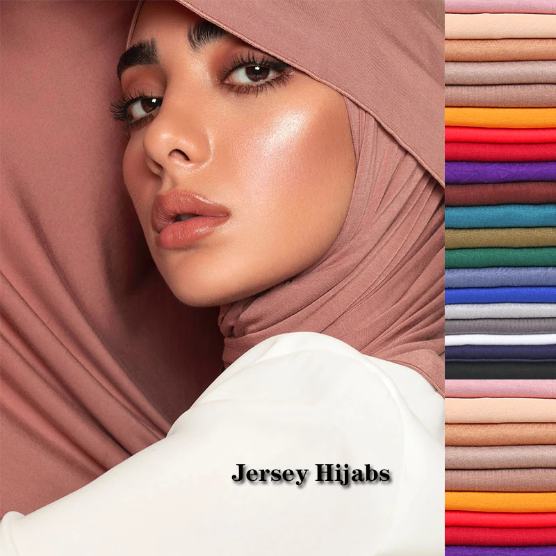 Color: lce grey - Modal Cotton Jersey Hijab Scarf Long Muslim Shawl Plain Soft Turban Tie Head Wraps For Women Africa Headband 170x60cm
