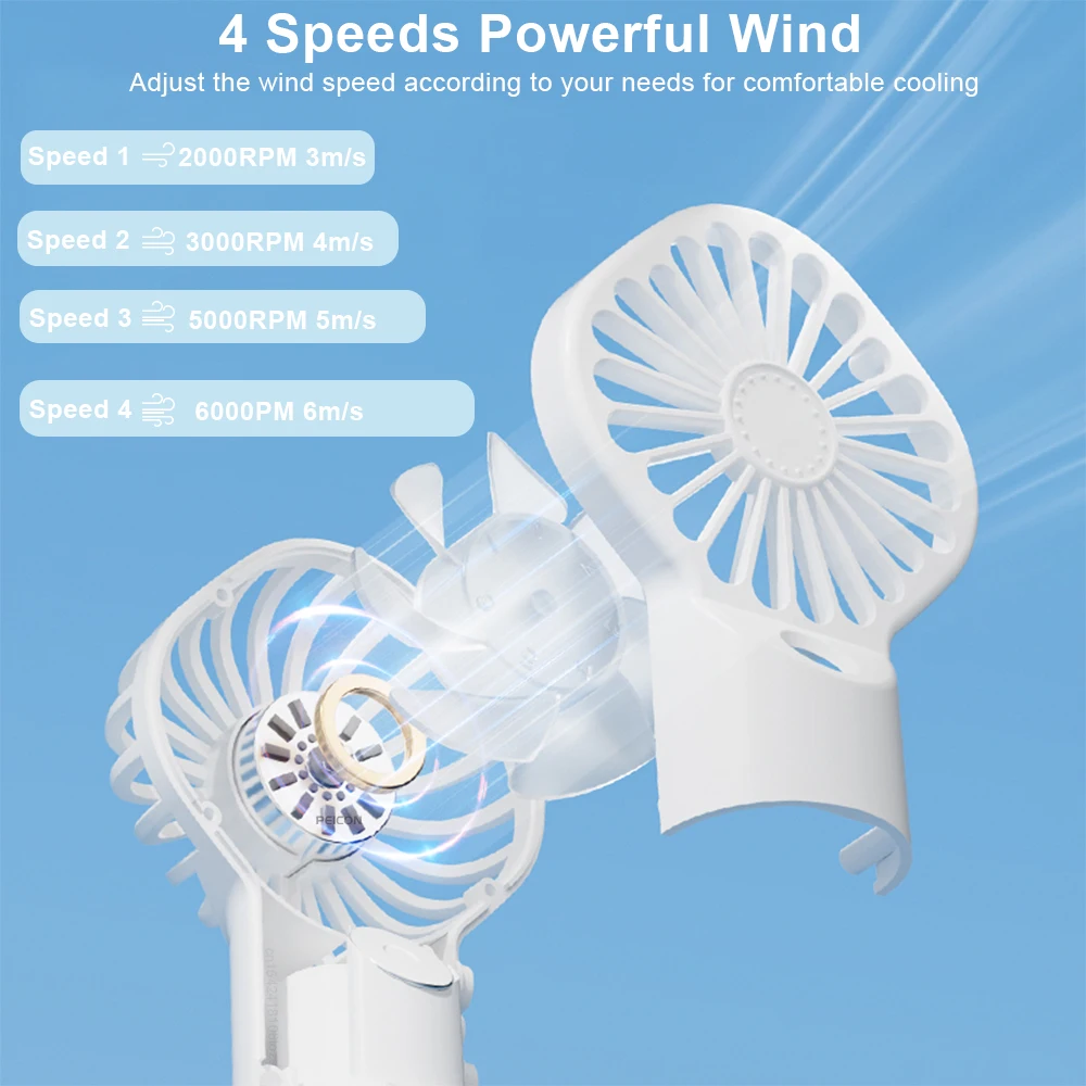 Color: WHITE - Portable Humidifier Fan Handheld Mist Fan Portable USB Mini Handheld Fan with Water Humidifier Rechargeable Mini USB Hand Fans
