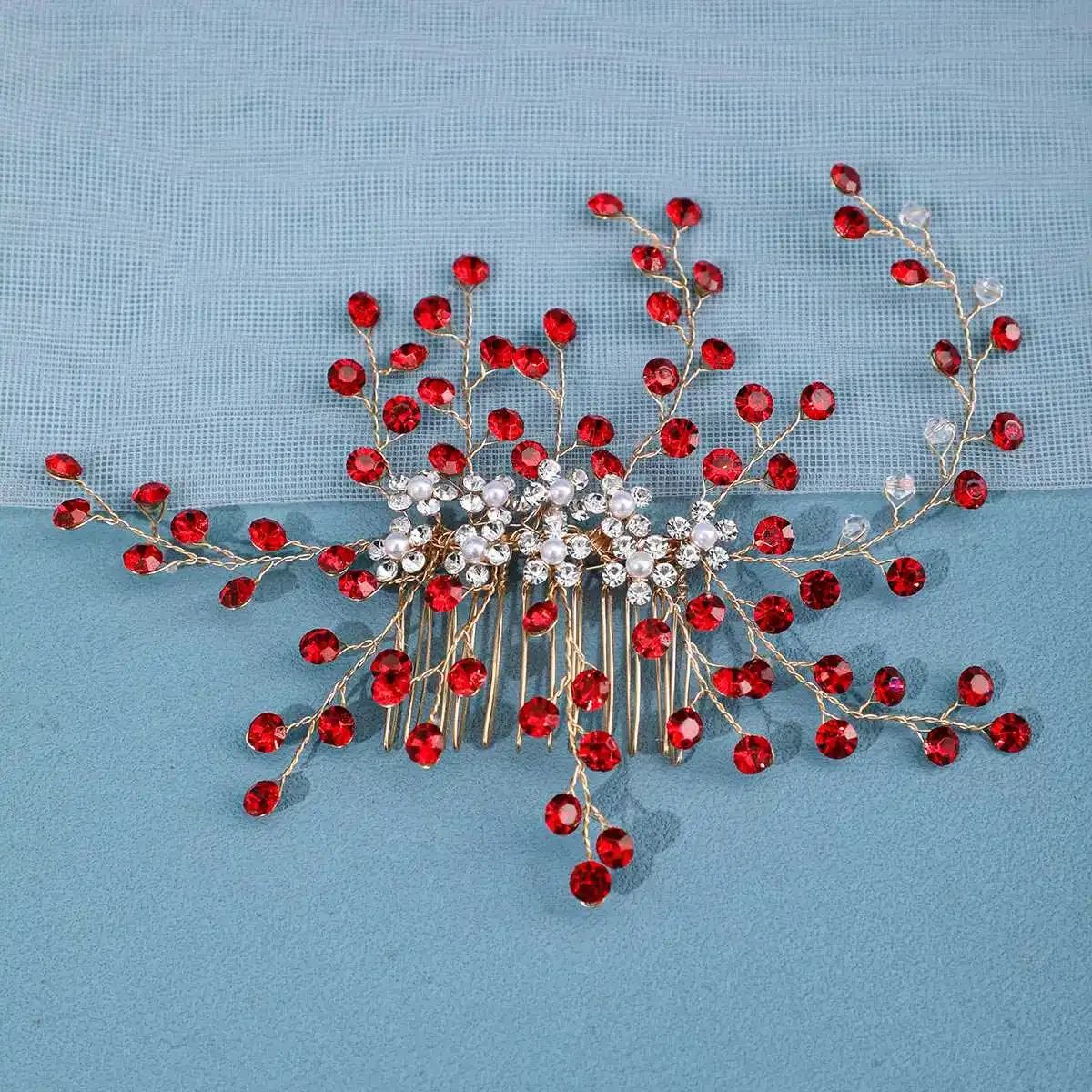 Metal color: Gold-color - Luxury Rhinestone Hair Comb Clip Pin Headband Tiara For Women Party Prom Bridal Wedding Hair Accessories Jewelry Comb Clip Tiara