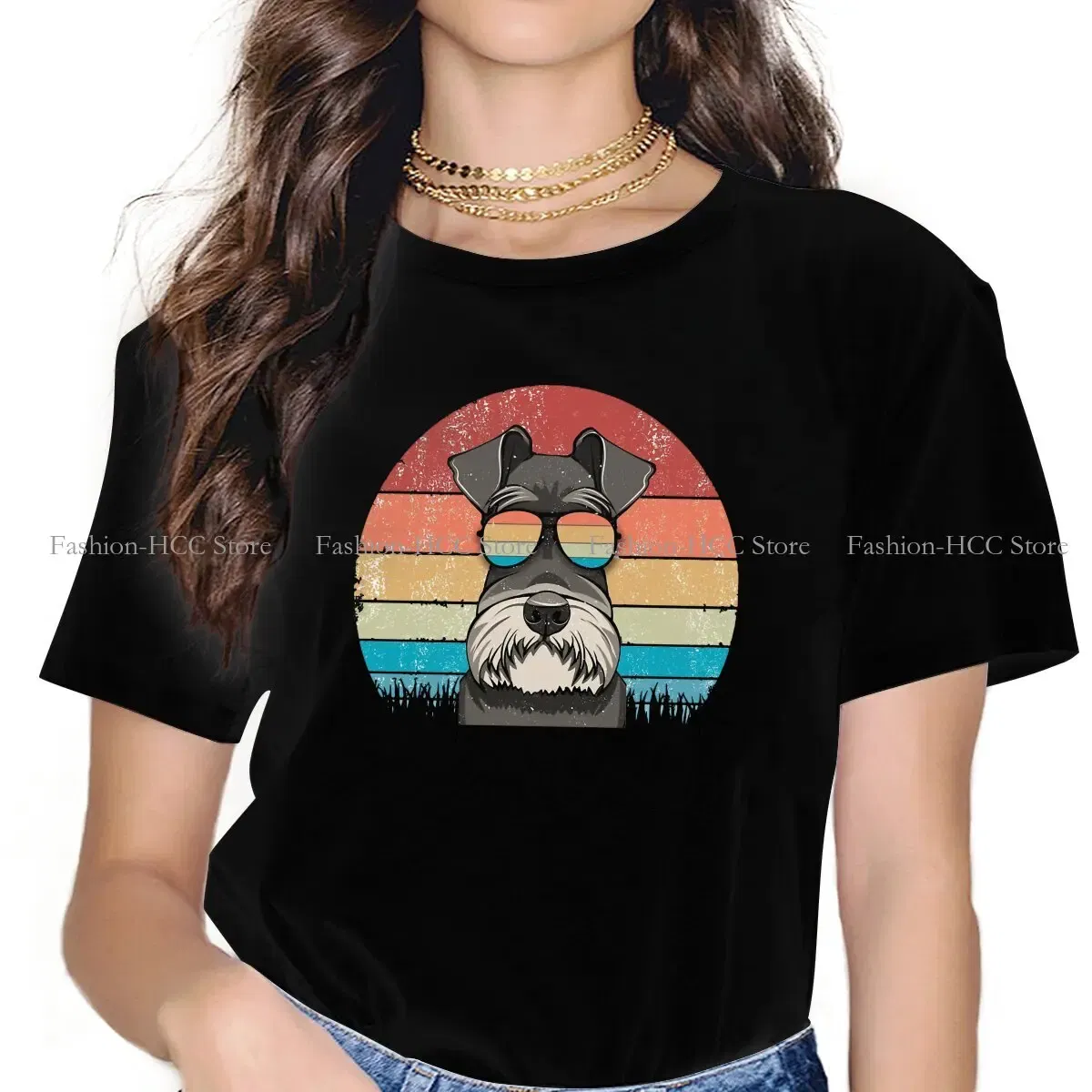 Color: black, Size: S - Cool Dog Hip Hop Fashion Roar Best Schnauzer Dad Ever Newest Polyester TShirts  Female Style Tops T Shirt O Neck