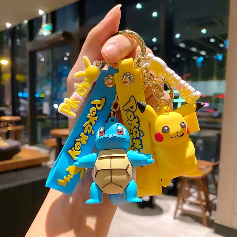 Color: WHITE, Size: 12cm - Pokemon Keychain Batch Pendant Pokemon Keyring Cute Pikachu Doll Bag Car Pendant for Birthday Kids Gift Toys Charm Bulk Gourd
