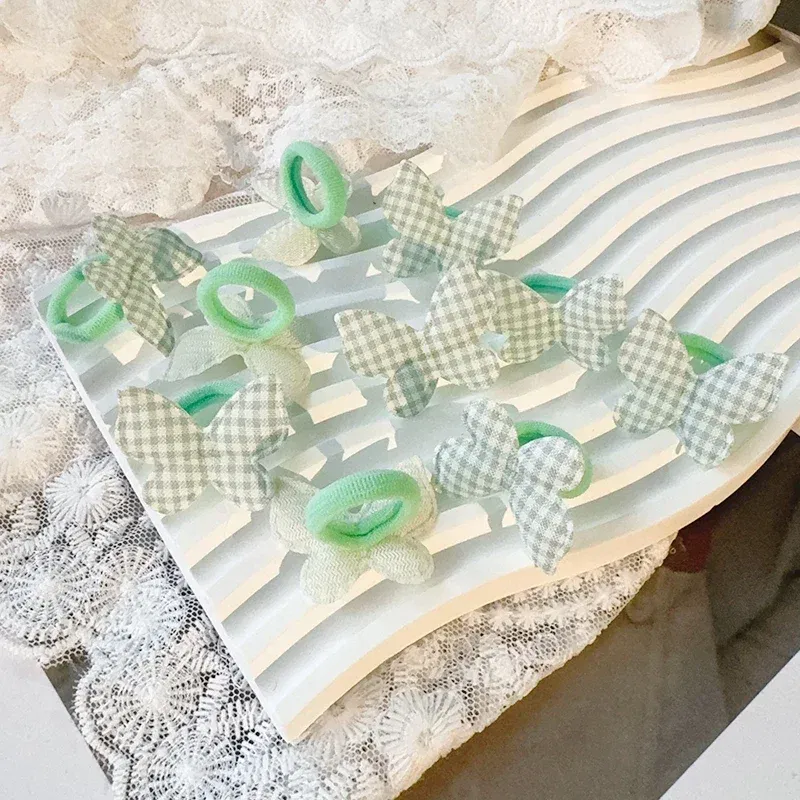 Color: Milky White - 10/30pcs girls star butterflies children's hairband harmless hair cute towels rope ponytail rack children's rubber band headwear