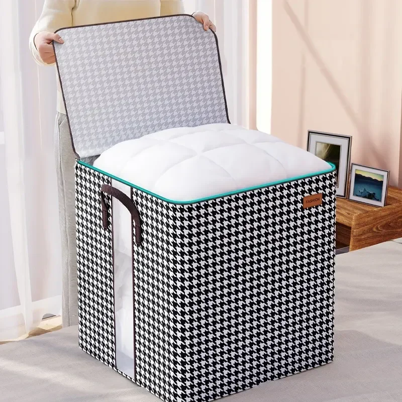 Color: Army Green - 1Pcs Foldable Clothes Organizer Clothes Storage Bags Large Capacity Quilt Moving Box Tote Bag Dustproof Clothing Wardrobe Home
