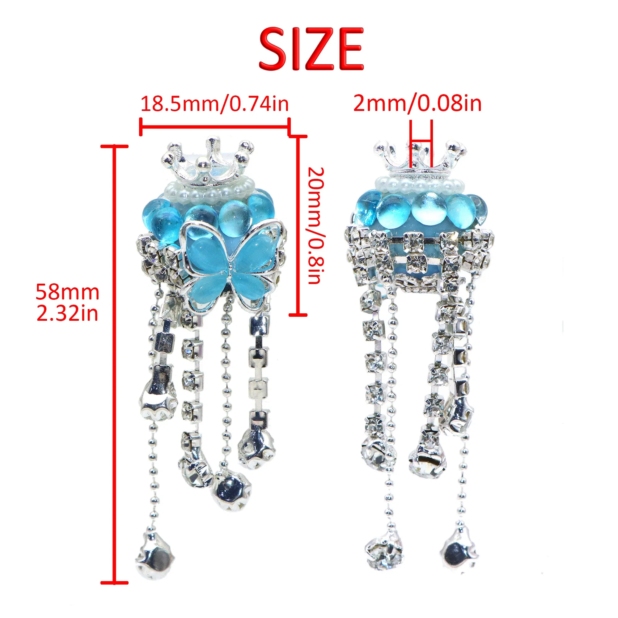 Color: Gold - 1Pc Luxury Butterfly Rhinestone Faux Crystal Beads Opal Effect with Tassel Loose Spacer Beads with Hole Jewelry Making DIY Brace