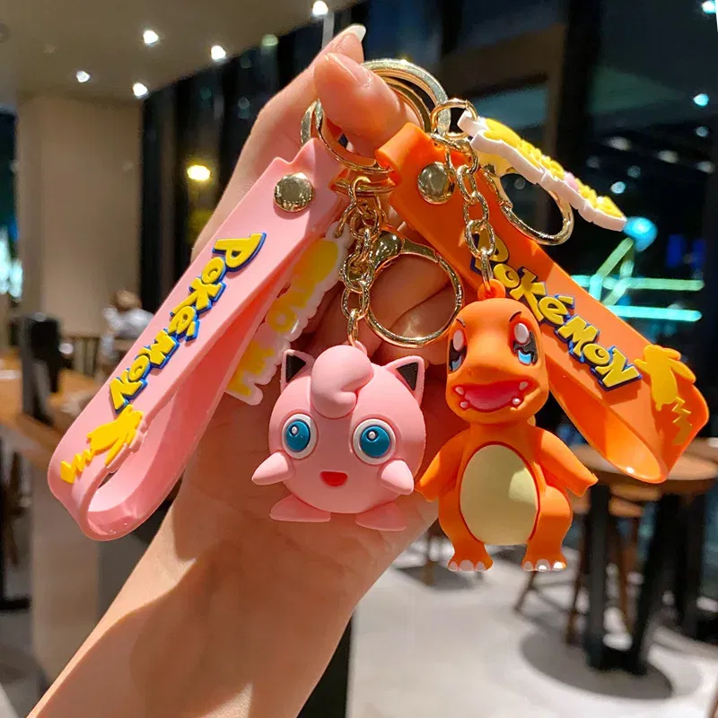 Color: GRAY, Size: 12cm - Pokemon Keychain Batch Pendant Pokemon Keyring Cute Pikachu Doll Bag Car Pendant for Birthday Kids Gift Toys Charm Bulk Gourd