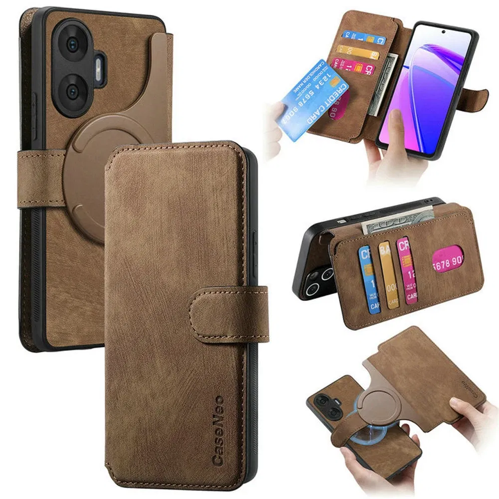 Color: Brown, Material: Plastic - Detachable 2IN1 Leather Card Funda for Xiaomi Poco F7 X7 M7 Pro 5G Luxury Case Magnetic Wallet Etui Poco X7 Pro F 7 Ultra Cover
