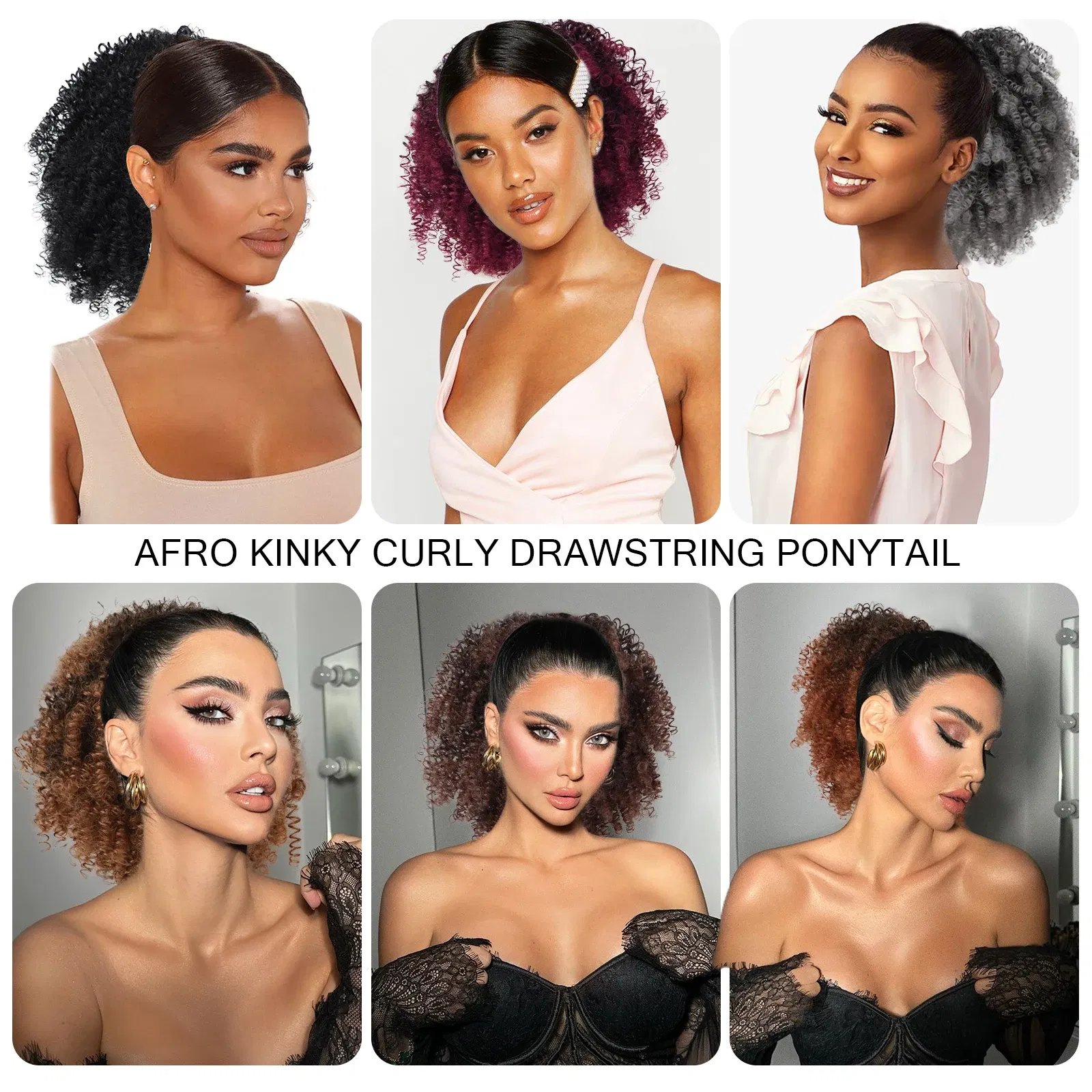 Color: #1B - Afro Puff kinky curly Drawstring Ponytail Bun Extension for Black Women Synthetic Short Afro Kinkys Curly Afro Hairpieces